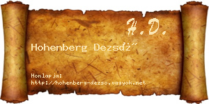 Hohenberg Dezső névjegykártya